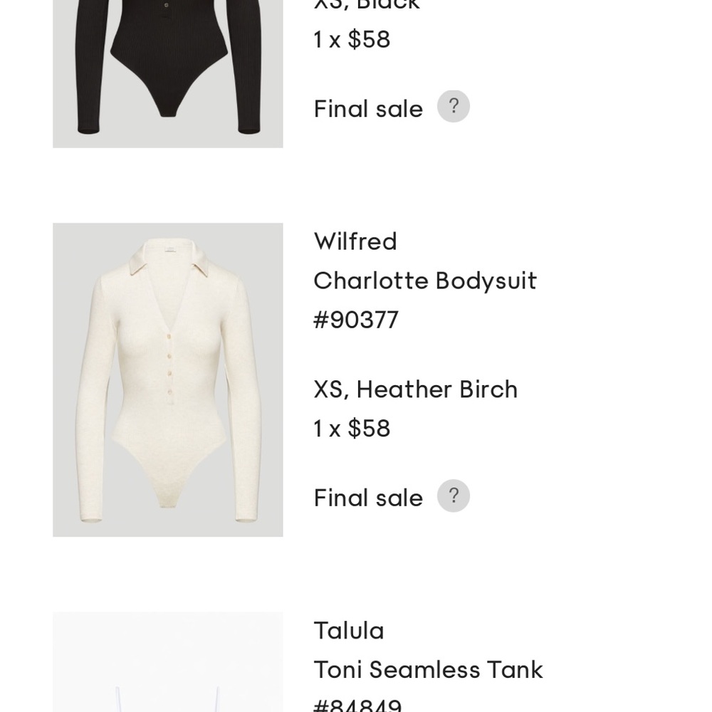 WILFRED charlotte bodysuit , heather birch XS
